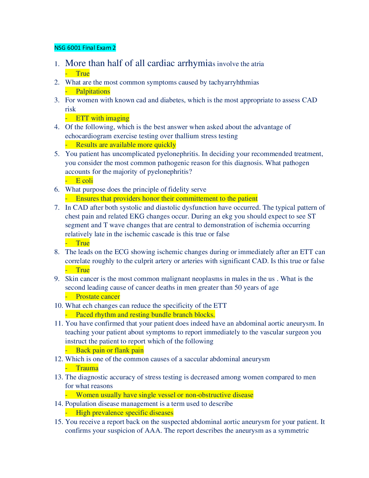 Preview image for NSG 6001 Final Exam 2 (Questions and Answers)